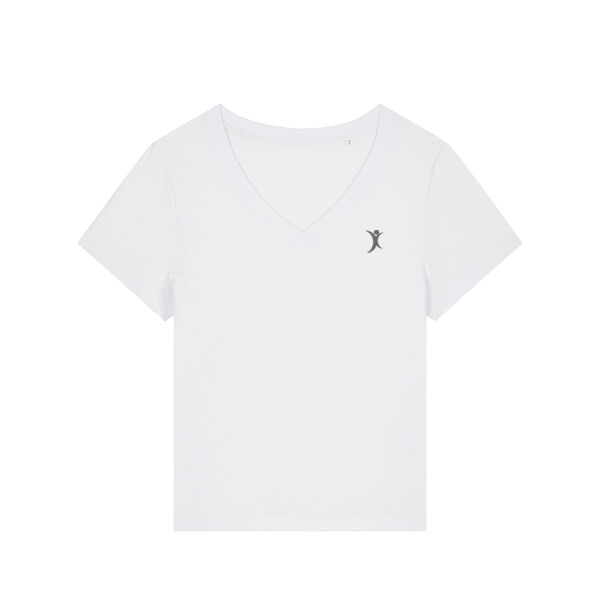 V-Neck T-Shirt Woman Logo White Miniaturansicht